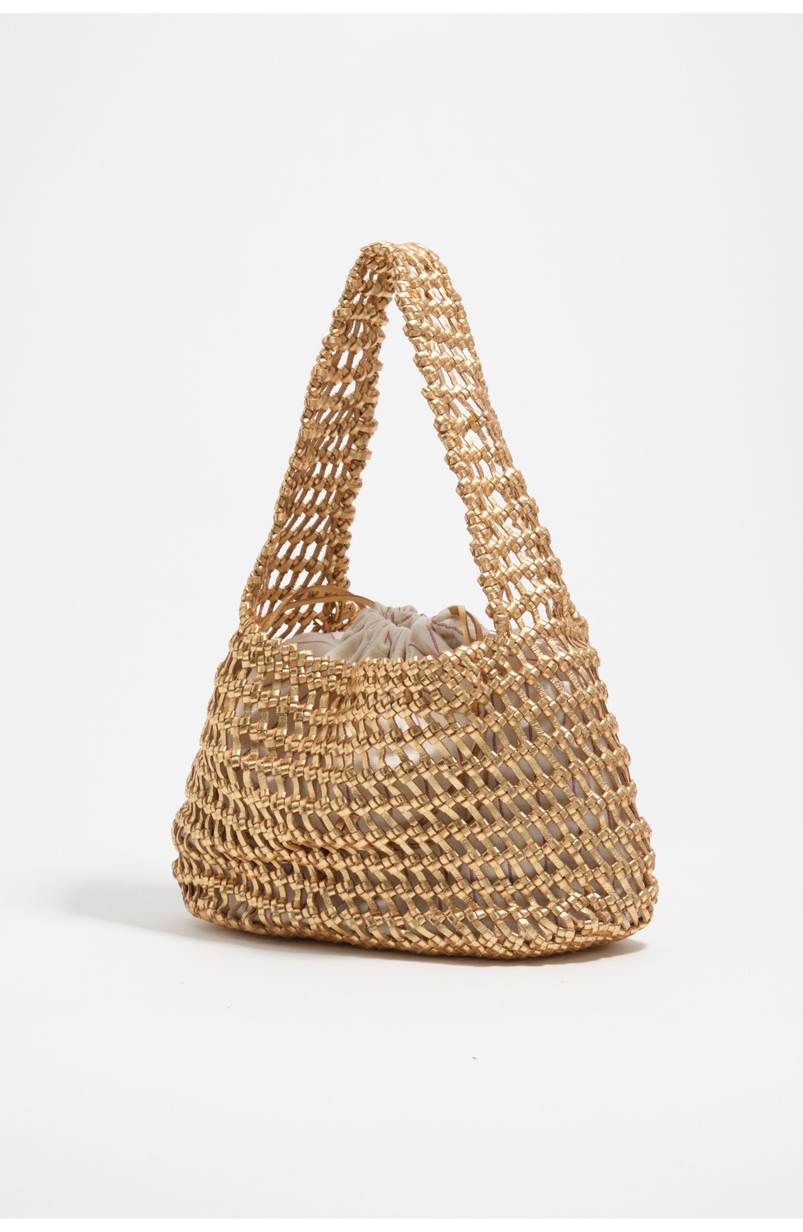 Bimba y Lola Woven Leather Shoulder Bag, Alternate, color, Gold