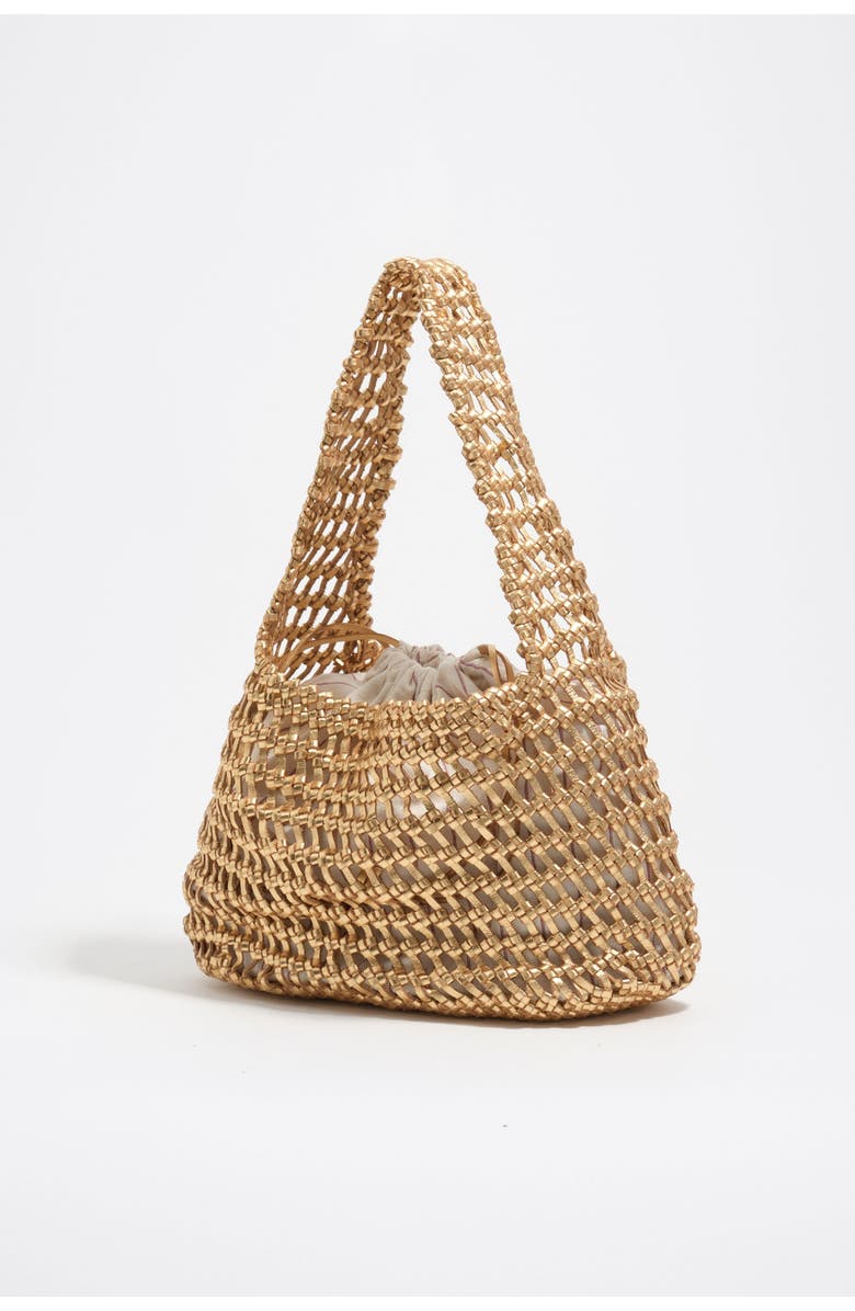 Bimba y Lola Woven Leather Shoulder Bag, Alternate, color, Gold