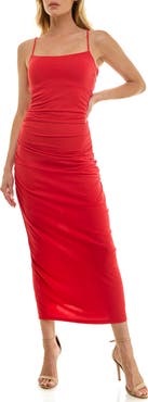 Socialite Shirred Open Back Maxi Dress