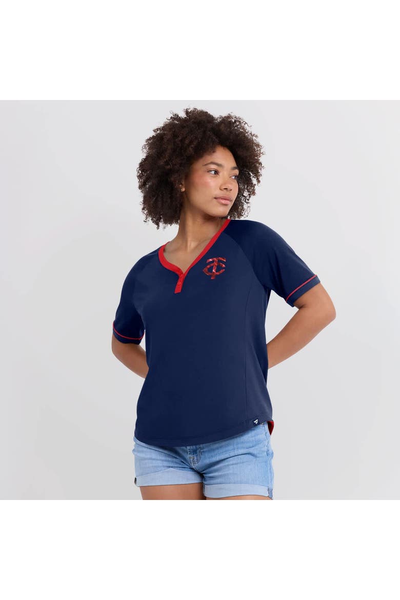 Women's Fanatics Navy Minnesota Twins League Diva Star Raglan V-Neck T-Shirt, Alternate, color, Navy