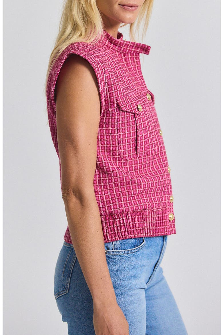 Namira Cotton Blend Tweed Vest, Alternate, color, RASPBERRY/ WHITE