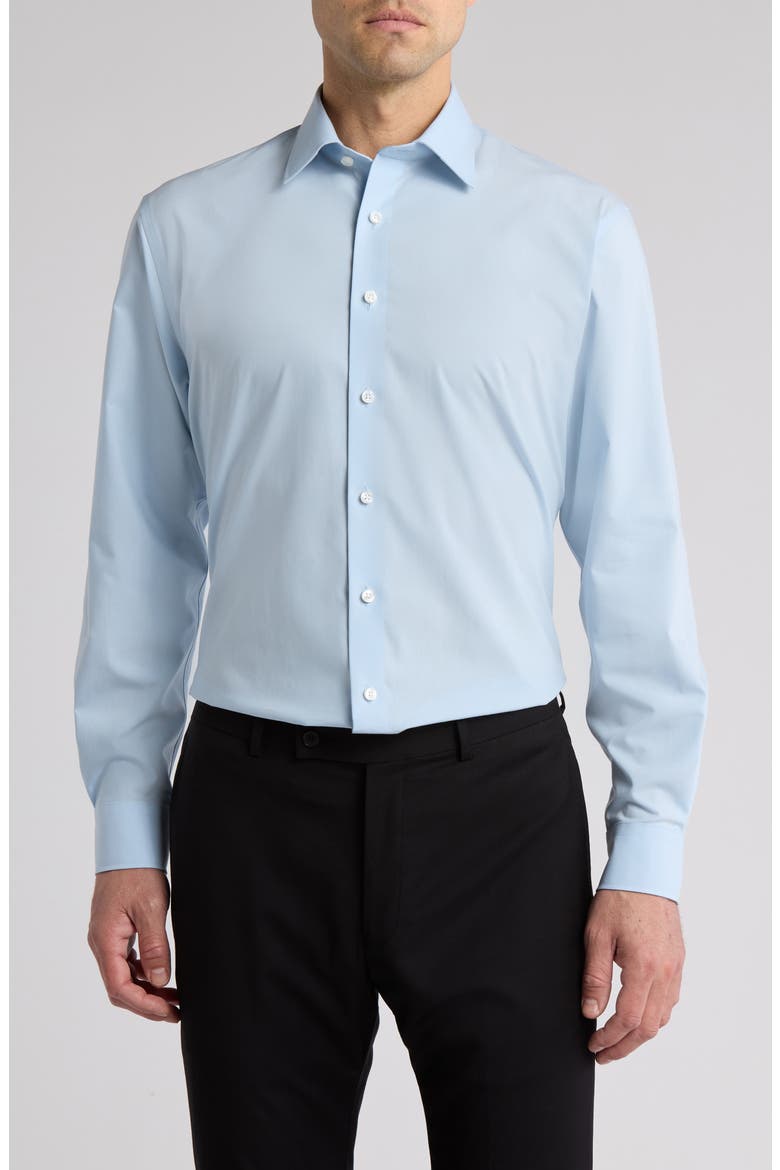 Non-Iron Traditional Fit Solid Cotton Dress Shirt, Main, color, BLUE SKYWAY