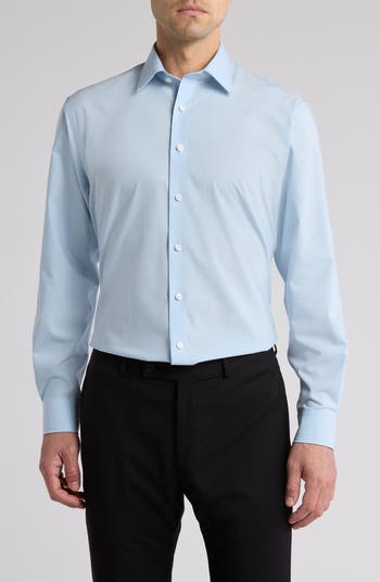 Nordstrom Non-Iron Traditional Fit Solid Cotton Dress Shirt in White at Nordstrom, Size 17.5 - 36