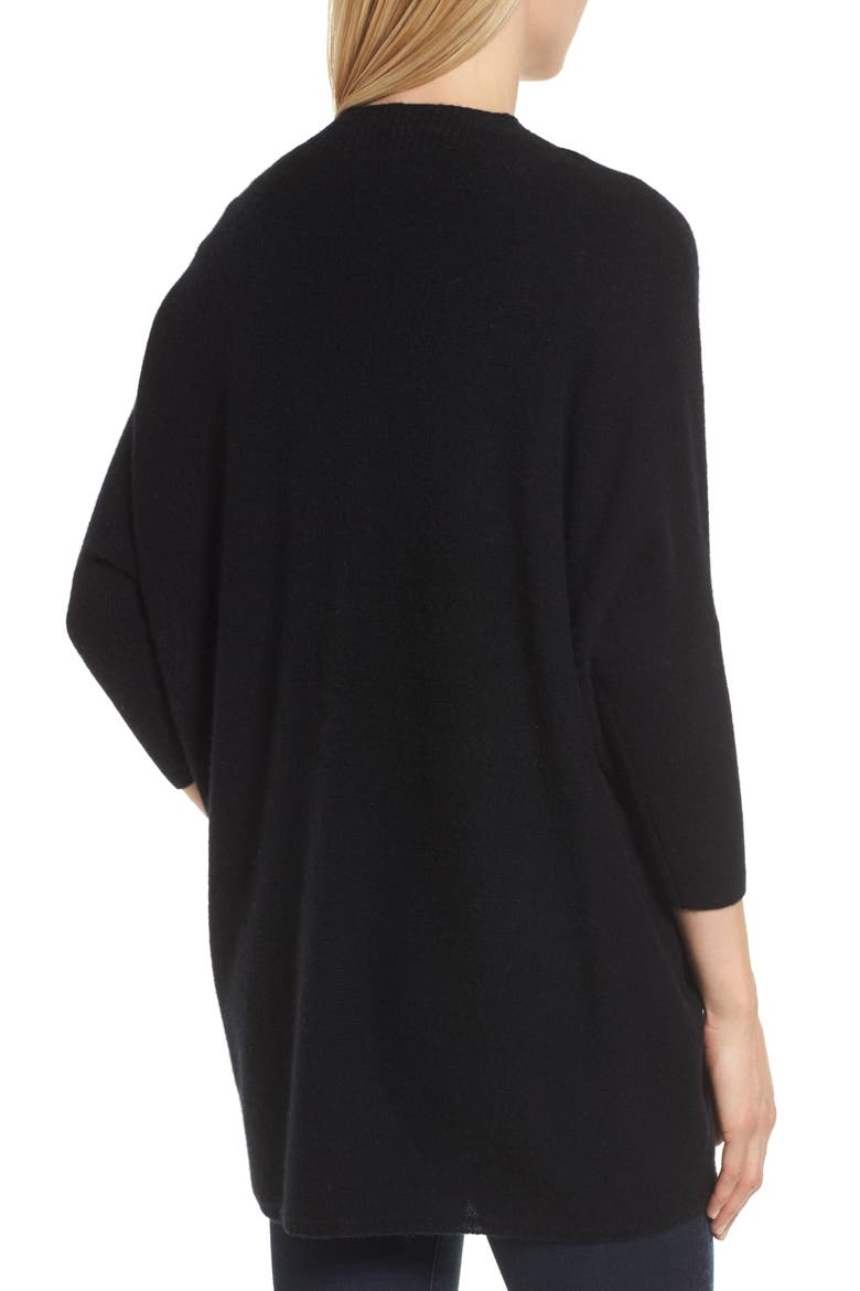 Three-Quarter Sleeve Cashmere Cardigan, Alternate, color, BLACK