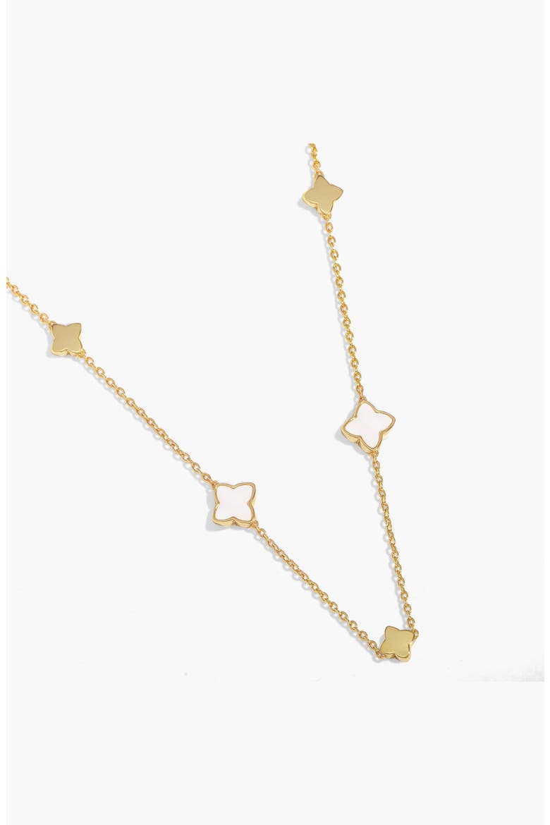 Style Stories Mother Of Pearl Clover Necklace In Gold-Tone Plating, Alternate, color, Metallic Gold