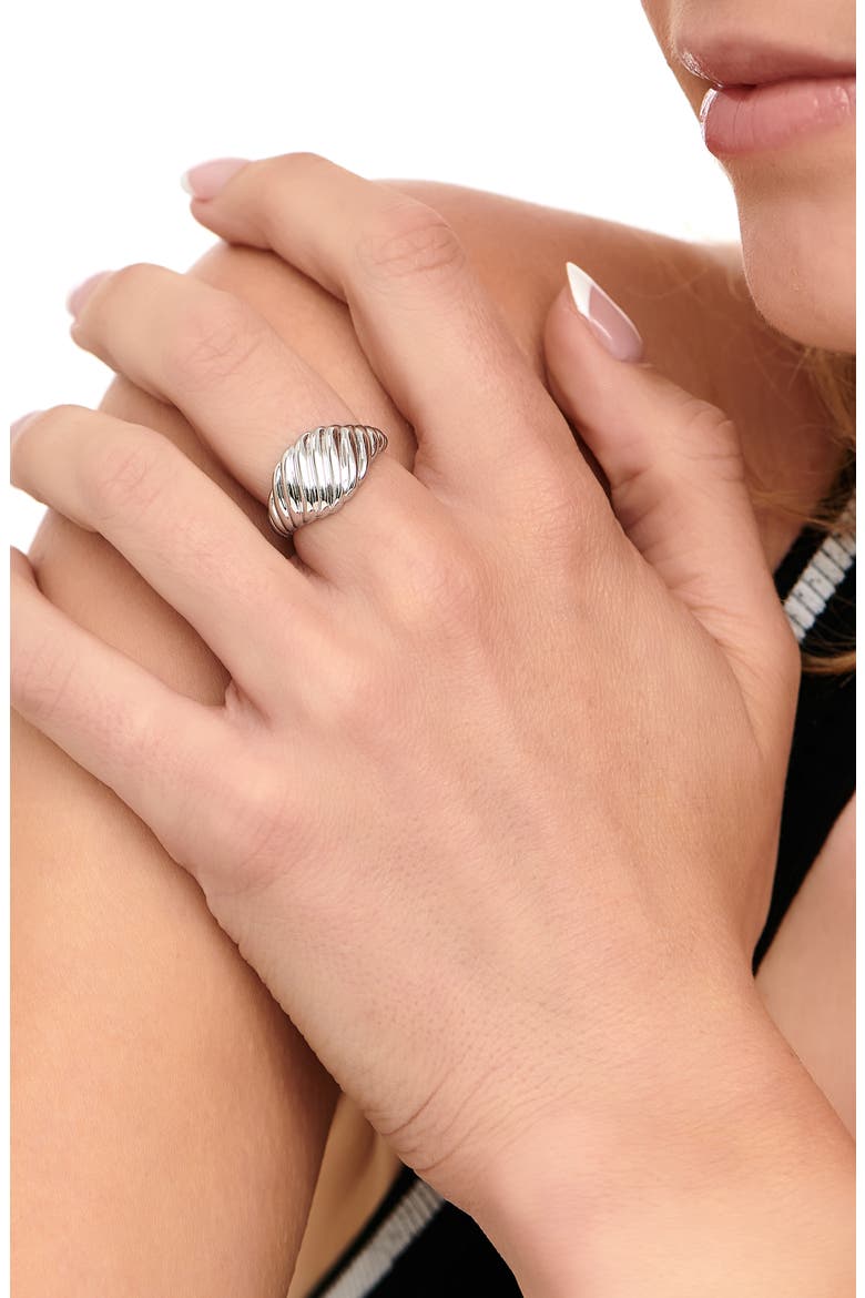 Tapered Rope Band Ring, Alternate, color, SILVER