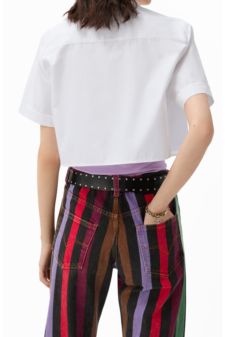 Medusa Embroidered Cotton Poplin Crop Camp Shirt, Alternate, color, 1W000-OPTICAL WHITE