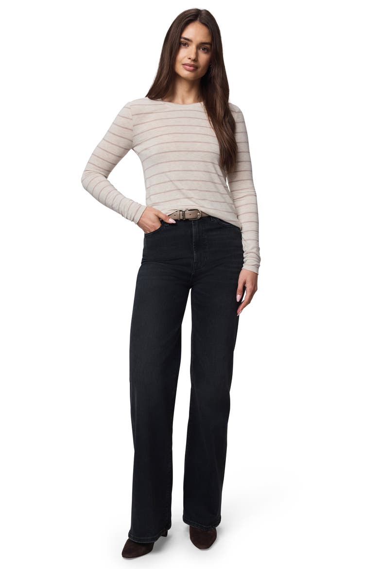 Stripe Long Sleeve Tee, Alternate, color, PALE OAK/ CEDAR BROWN