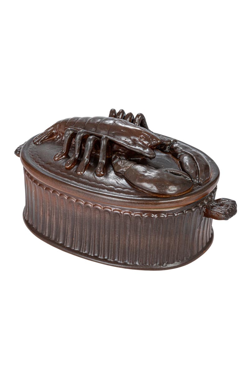 Storied Home Matte Stoneware Baker with Lobster Design, Main, color, Brown