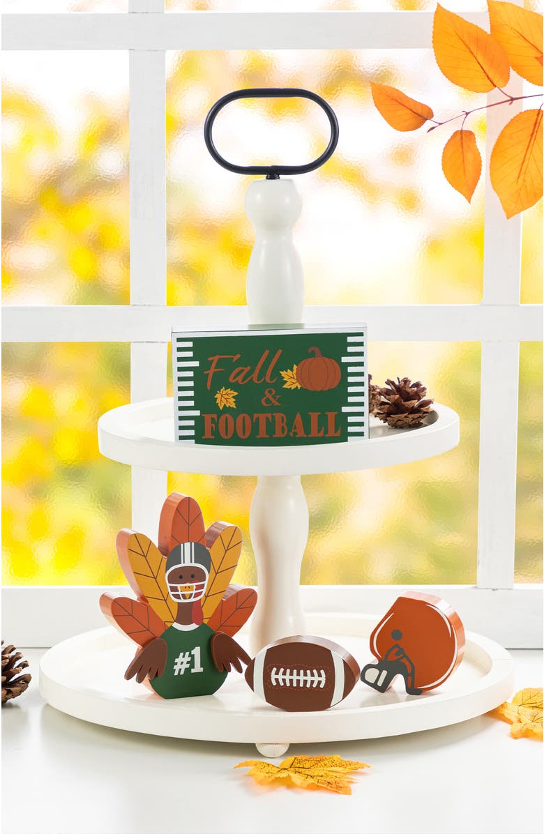 Glitzhome Set of 4 Thanksgiving Wooden Turkey Table Decor Set, Alternate, color, 