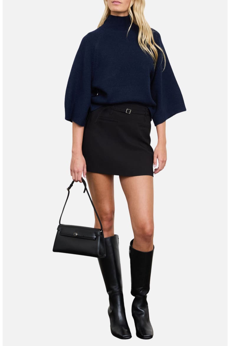 Marled Mock Neck Sweater, Alternate, color, NAVY