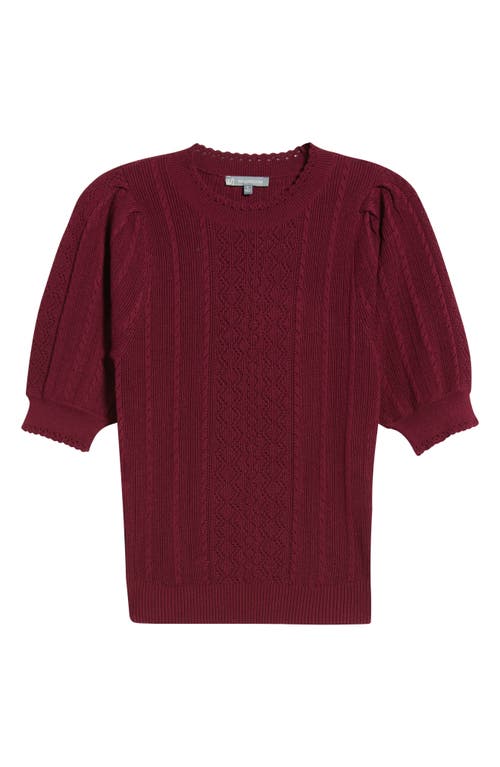 Wit & Wisdom Pointelle Elbow Sleeve Sweater In Burgundy