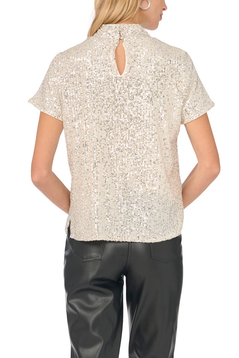 Sequin Mock Neck Top, Alternate, color, CHAMPAGNE