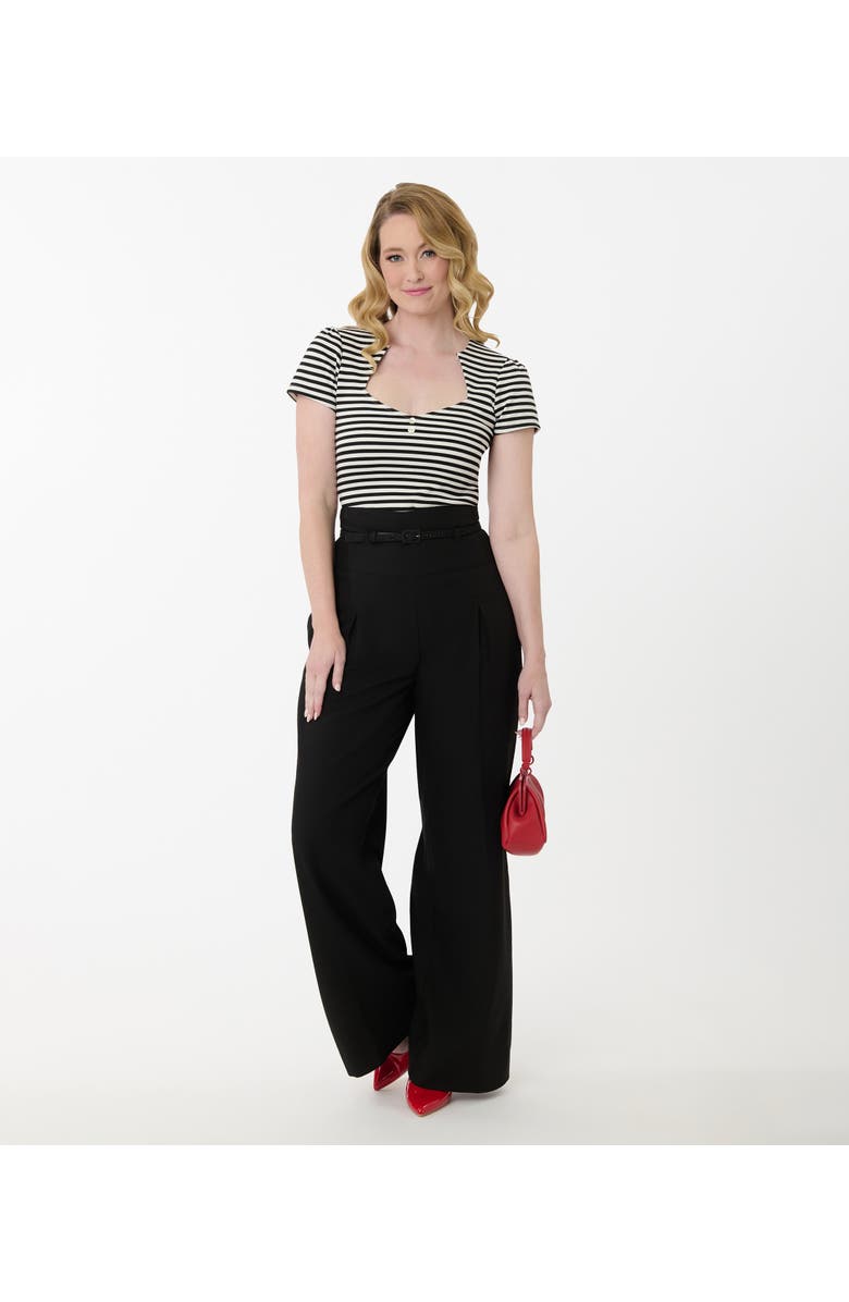 Unique Vintage Wide Leg Pleated Pants, Alternate, color, Black