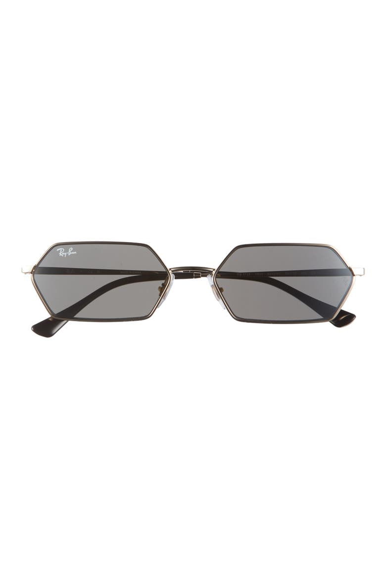 55mm Yevi Rectangular Sunglasses, Main, color, LIGHT GOLD