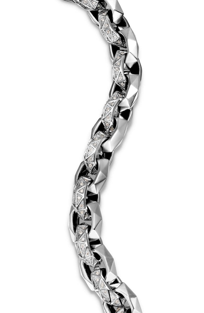 David Yurman Torqued Faceted Link Bracelet in Sterling Silver with Diamonds, 11.6mm, Alternate, color, 