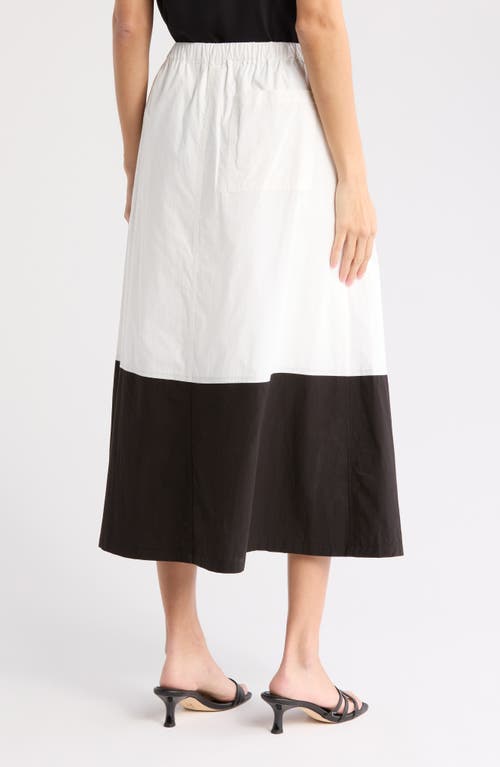 Melloday Poplin Skirt In White/black