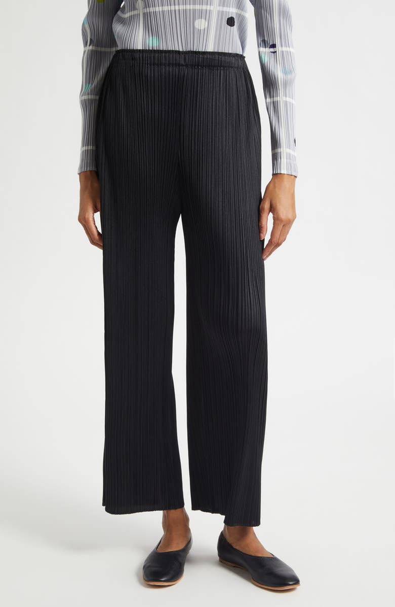 Pleats Please Issey Miyake Monthly Color February Pleated Straight Leg Pants, Main, color, Black