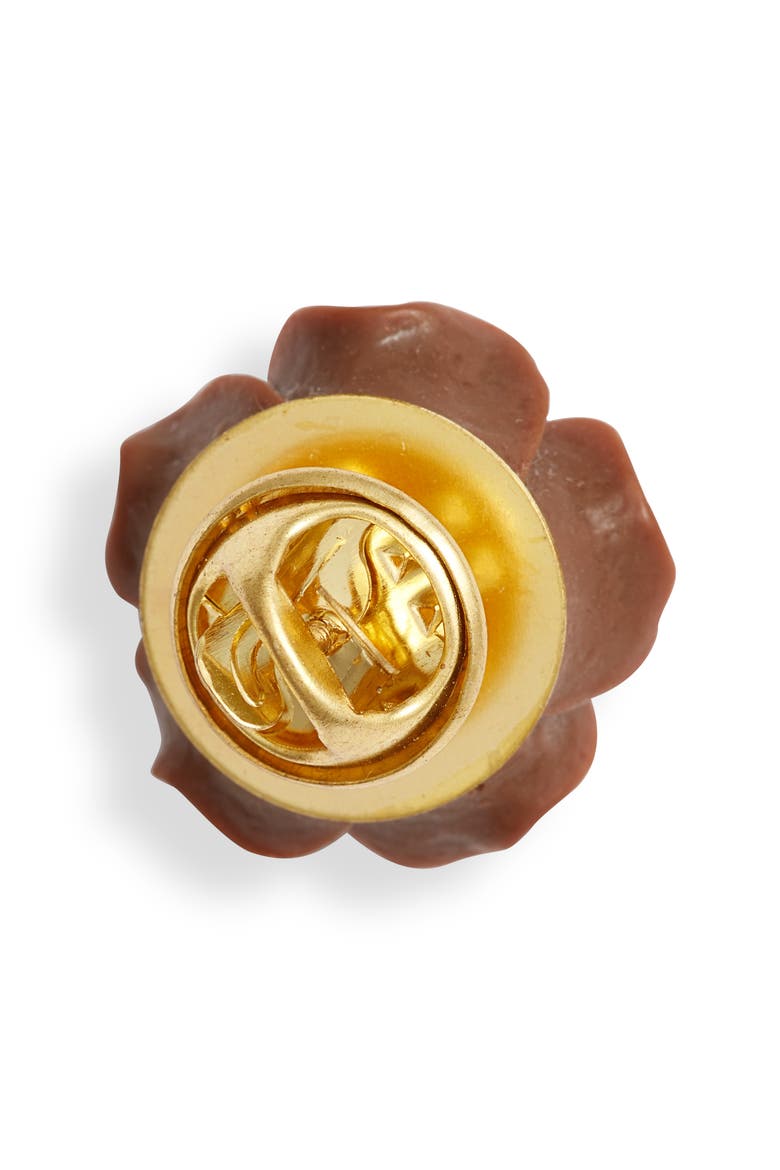 Floral Lapel Pin, Alternate, color, BROWN