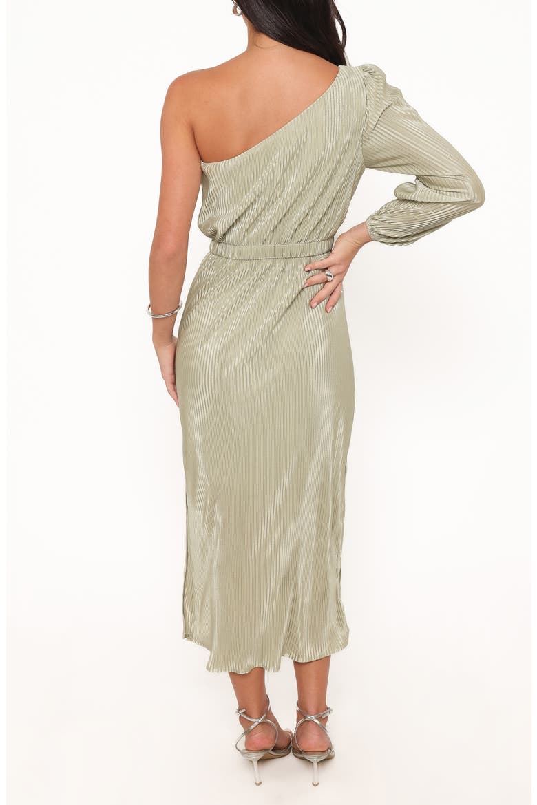 Pontee Plissé One-Shoulder Midi Dress, Alternate, color, SAGE GREEN
