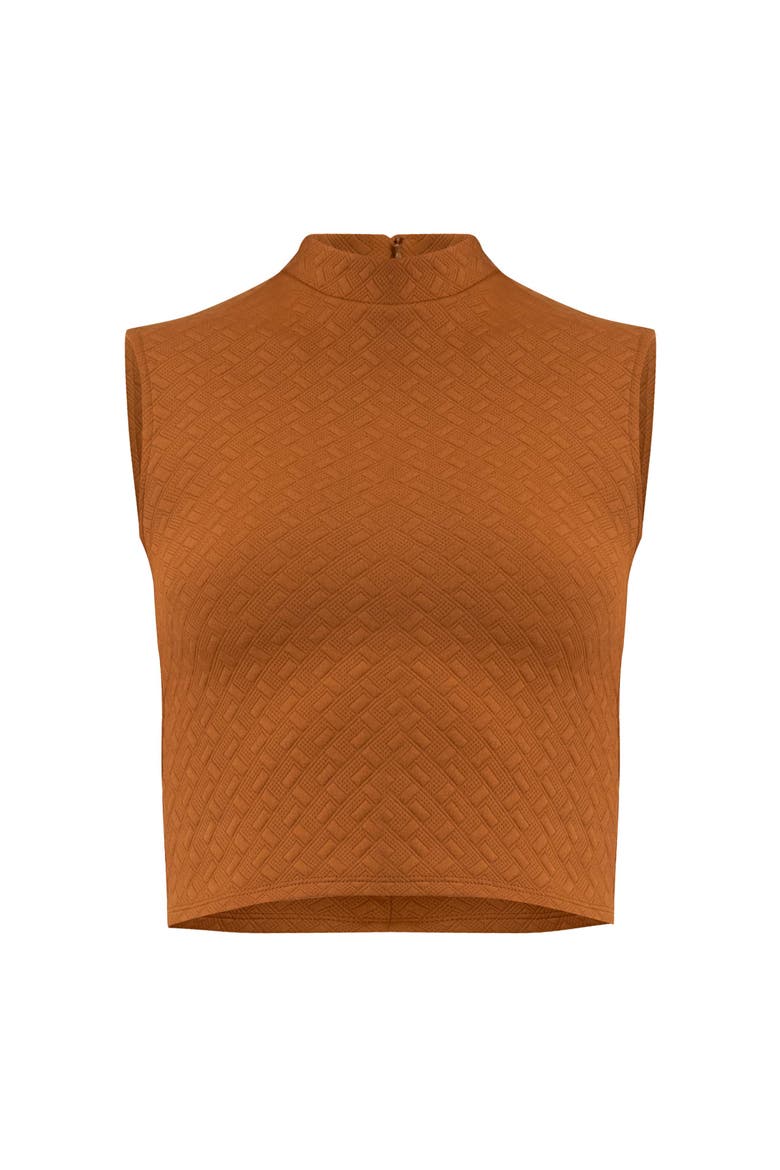 Knit Sleeveless Crop Top, Alternate, color, Brown