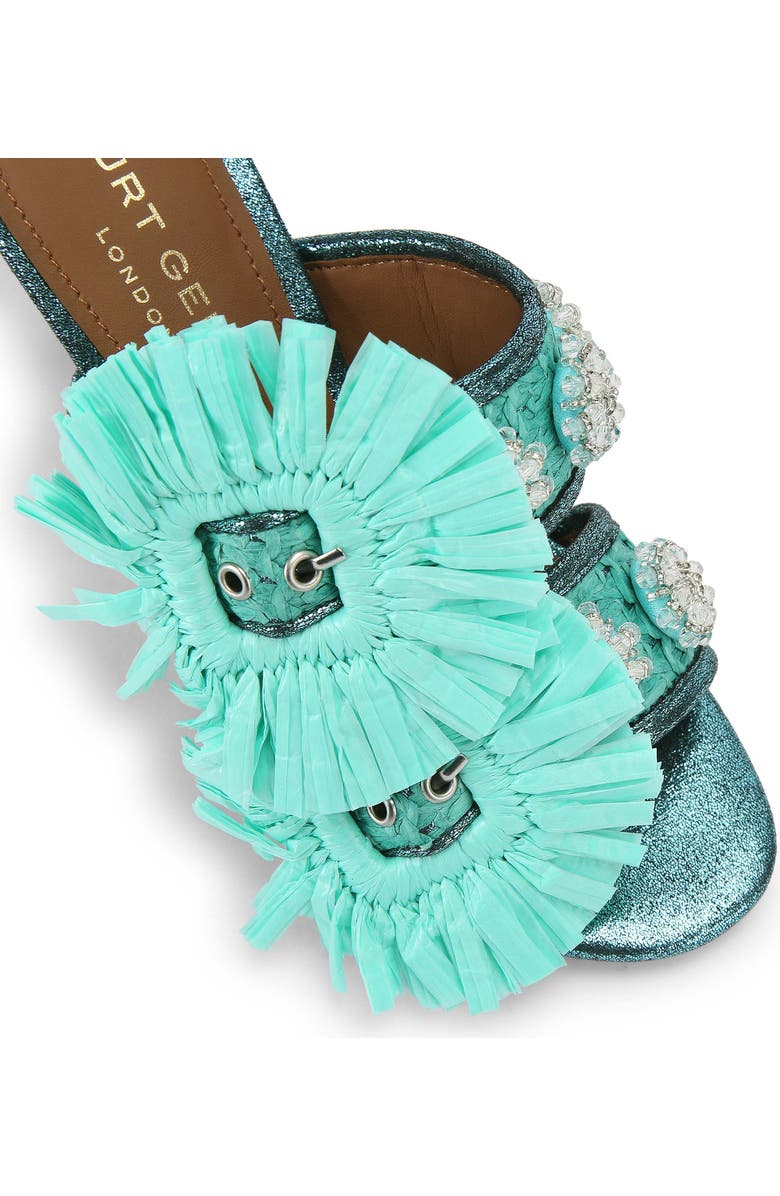 Kurt Geiger London Raffia Flower Buckle Sandal, Alternate, color, Turquoise/ Aqua
