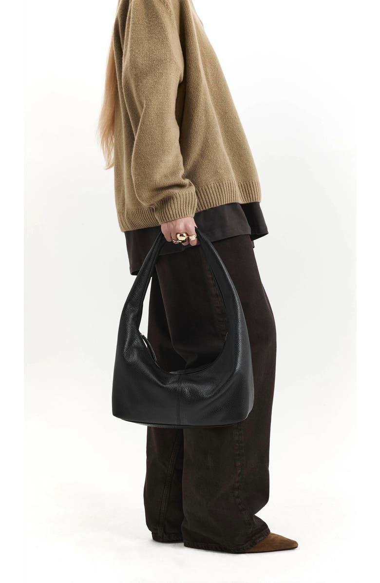 HYER GOODS Leather Everday Shoulder Bag, Alternate, color, Black/Gold