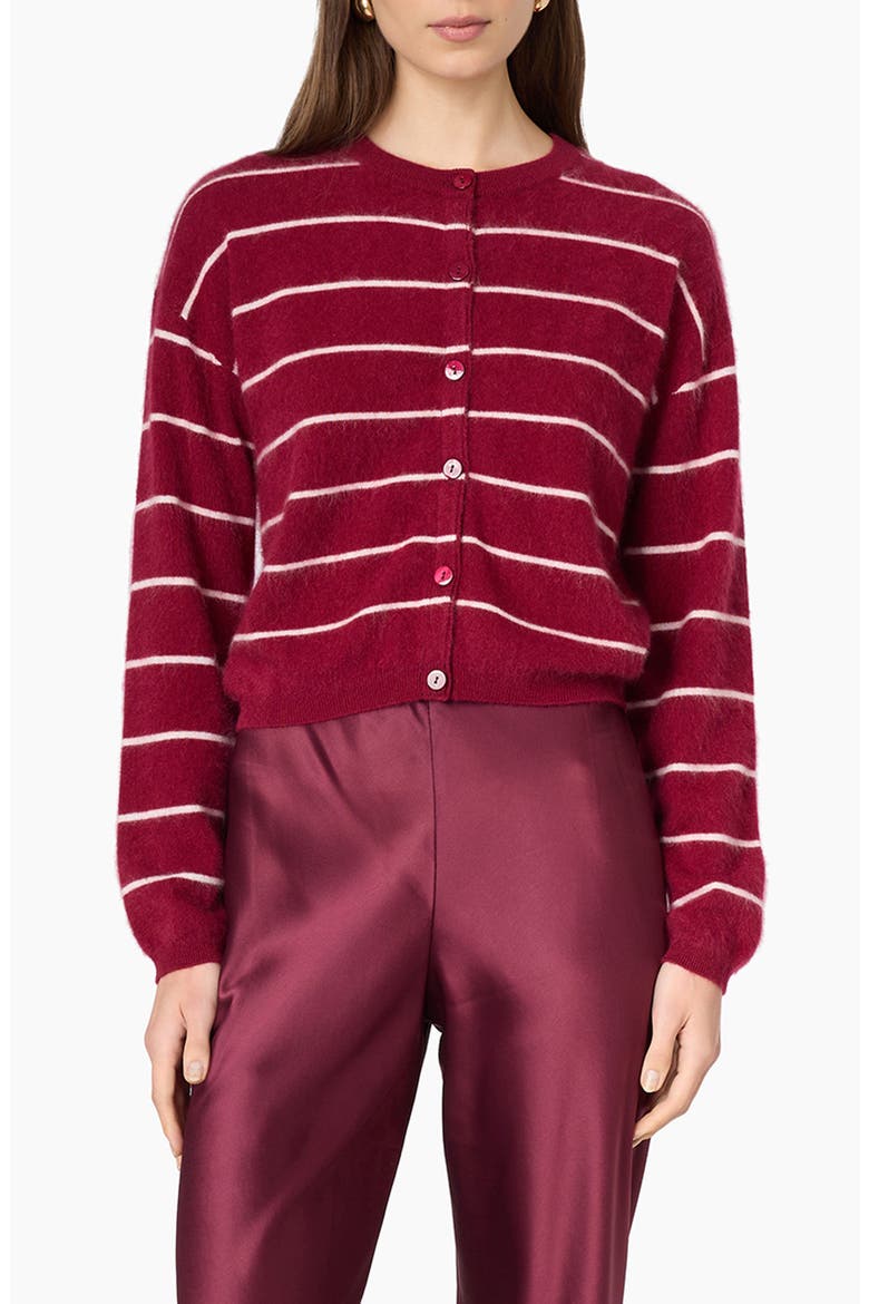 Benning Cashmere Striped Cardigan, Main, color, PLUM STRIPE