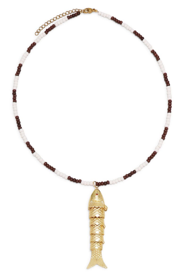 Bait Pendant Necklace, Main, color, BROWN
