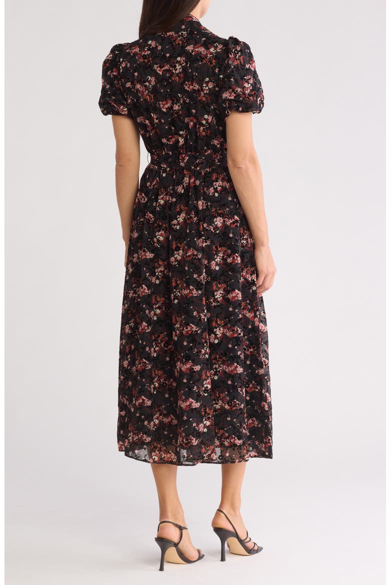 Floral Short Sleeve Shirtdress, Alternate, color, BLACK/ PLUM