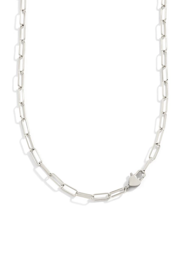 Heart Padlock Necklace, Main, color, Silver
