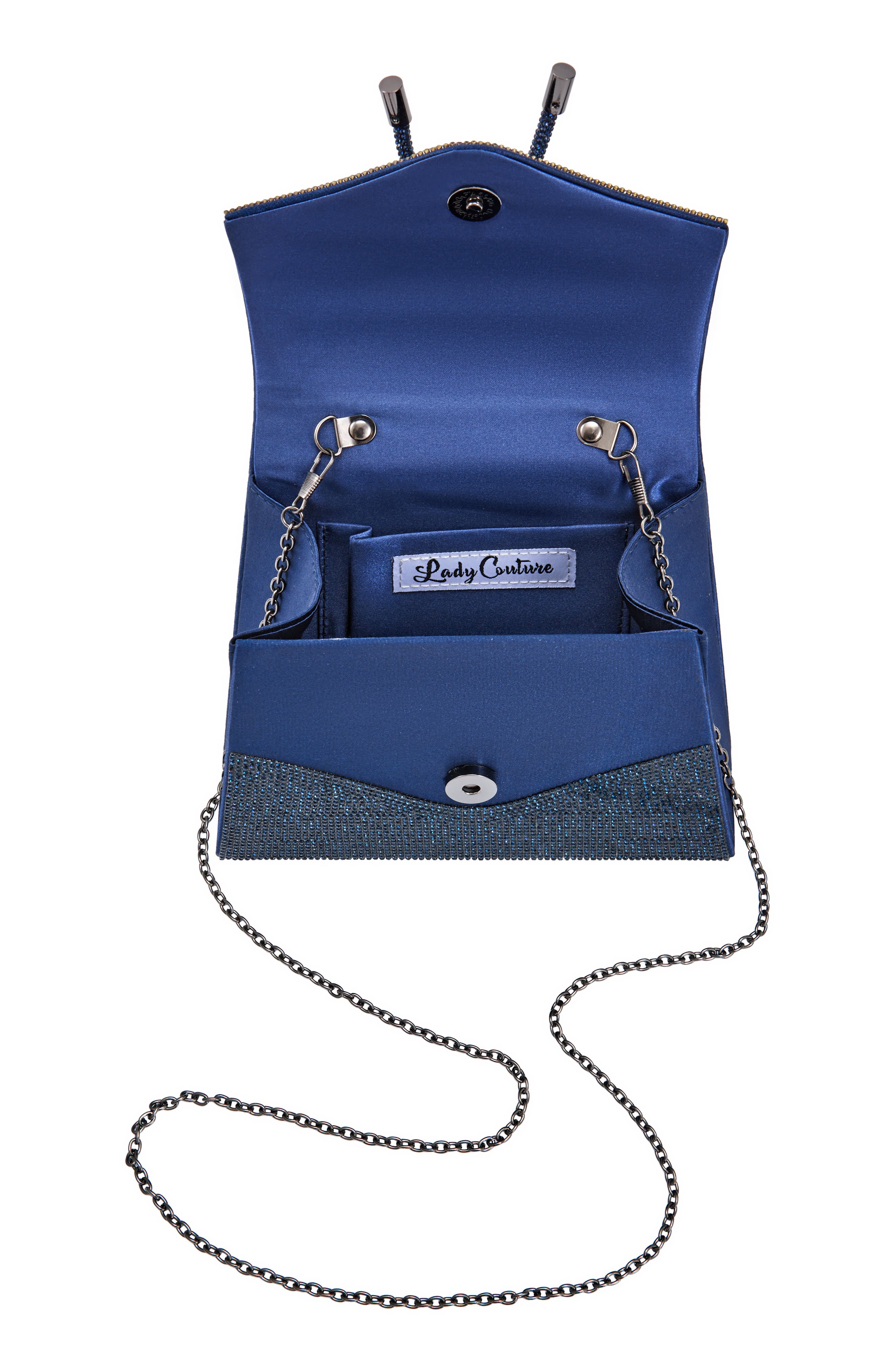 LADY COUTURE Rhinestone Top Handle Evening Bag, Alternate, color, Navy
