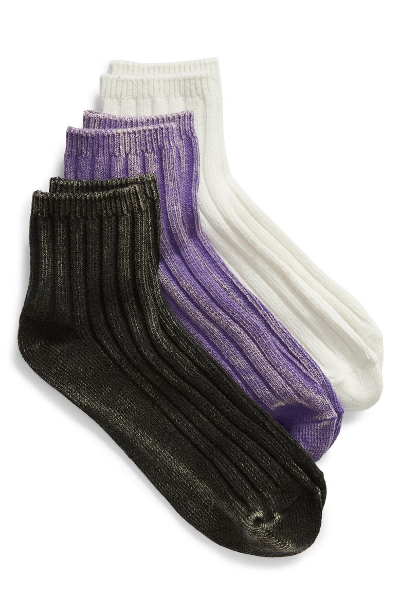 BP. x Claudia Sulewski 3-Pack Salt Washed Ankle Socks, Main, color,