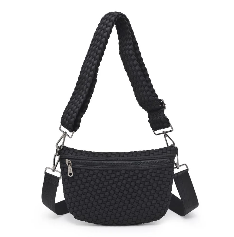 Sol and Selene Ethereal - Woven Neoprene Crossbody Bag, Main, color, Black