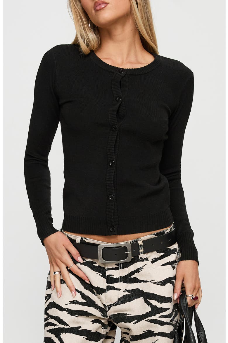 Lauraine Crewneck Cardigan, Main, color, BLACK