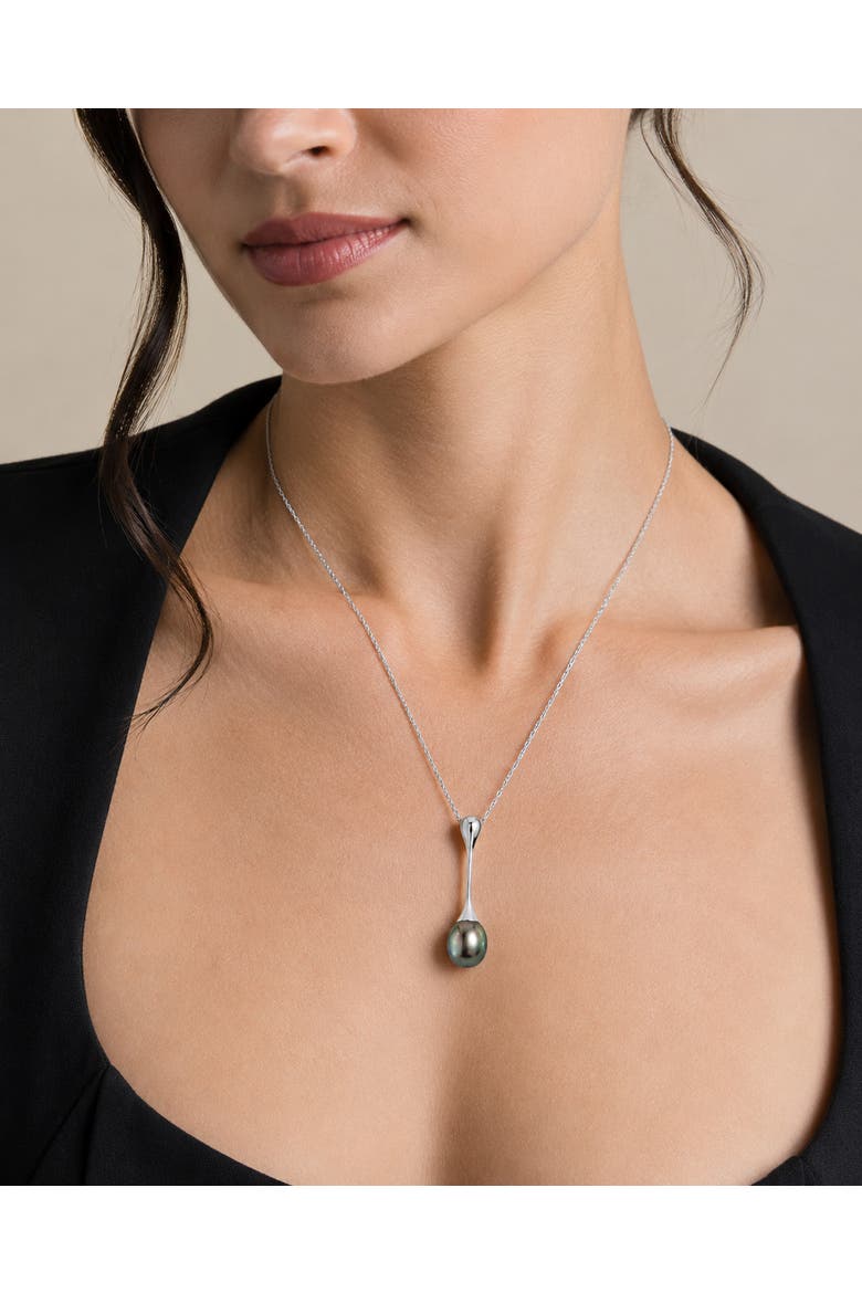 Tahitian South Sea Pearl Long Teardrop Pendant, Alternate, color, Black Pearl