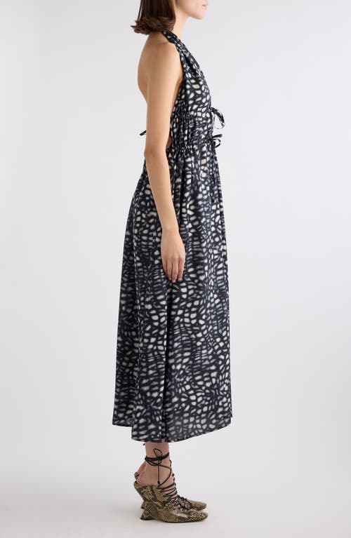 Shop Dries Van Noten Deana Print Silk Halter Neck Midi Dress In Black
