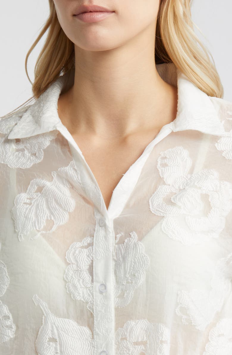 NIKKI LUND Liz Embroidered Floral Button-Up Shirt, Alternate, color, White