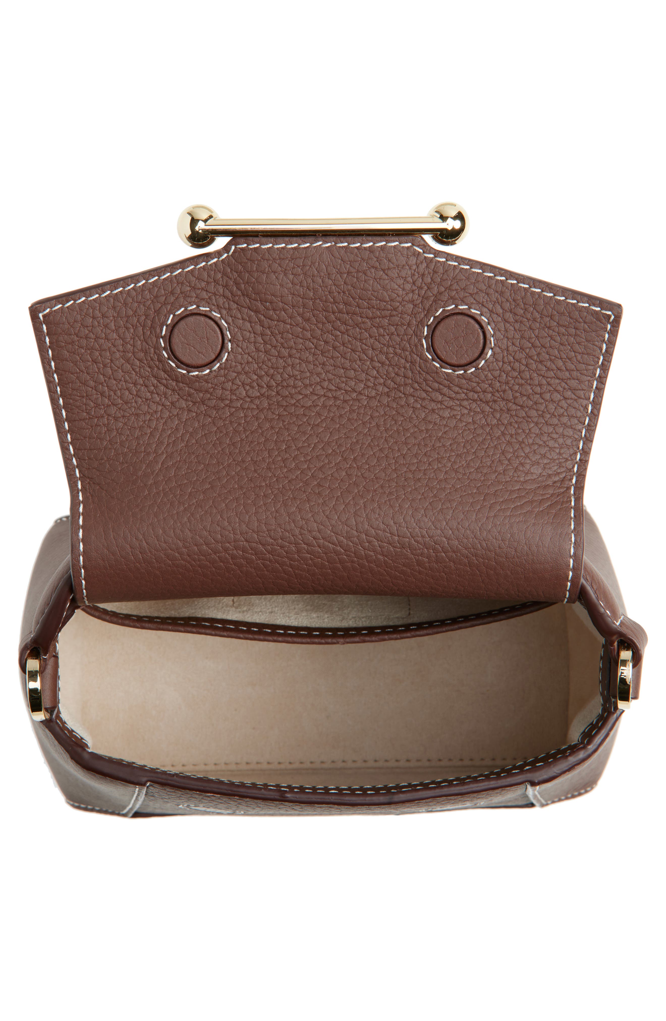 Mini Mosaic Leather Top Handle Bag, Alternate, color, CHOCOLATE - VANILLA STITCH
