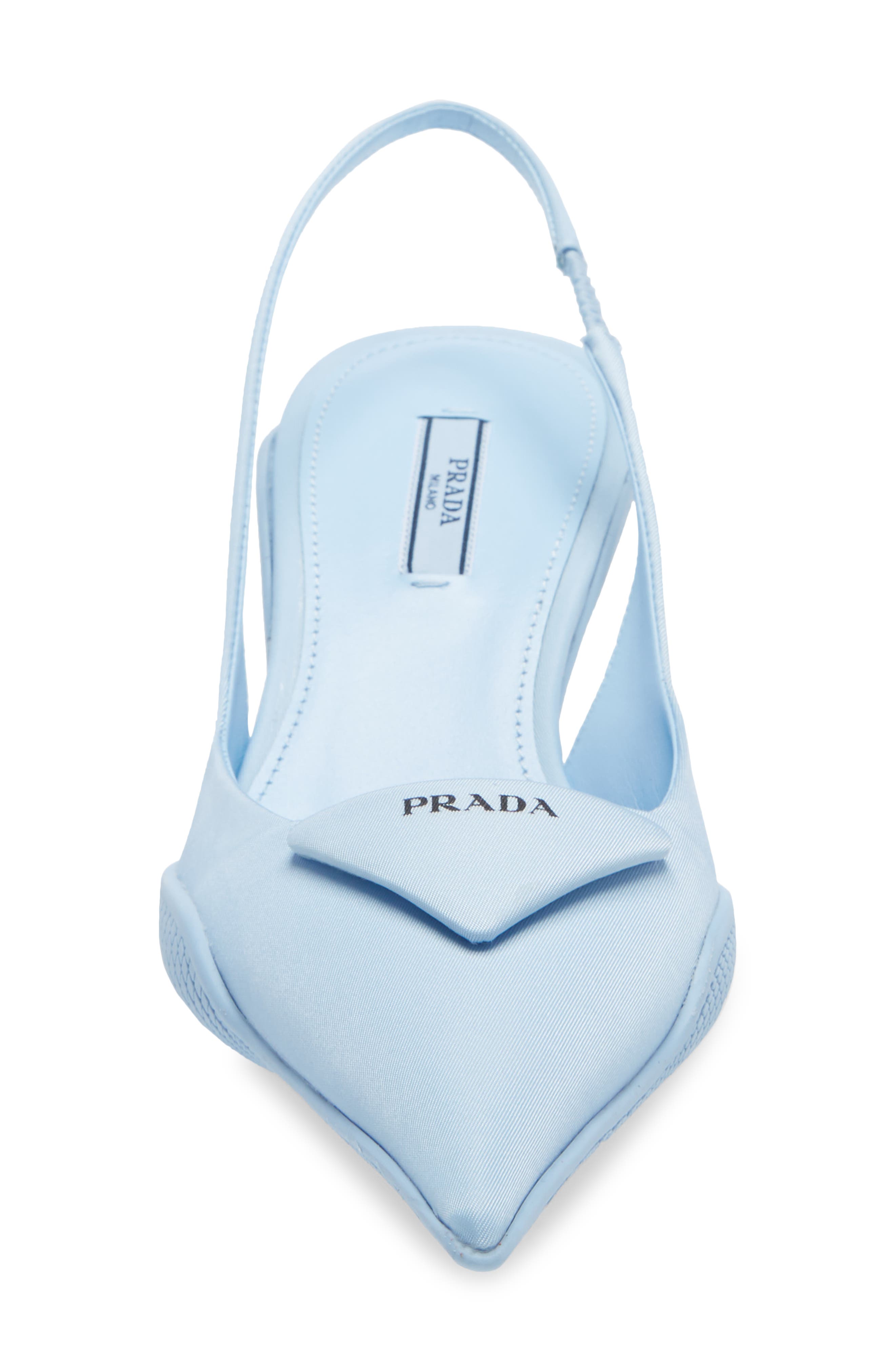 Prada Triangle Logo Pointed Toe Slingback Pump, Alternate, color, 
