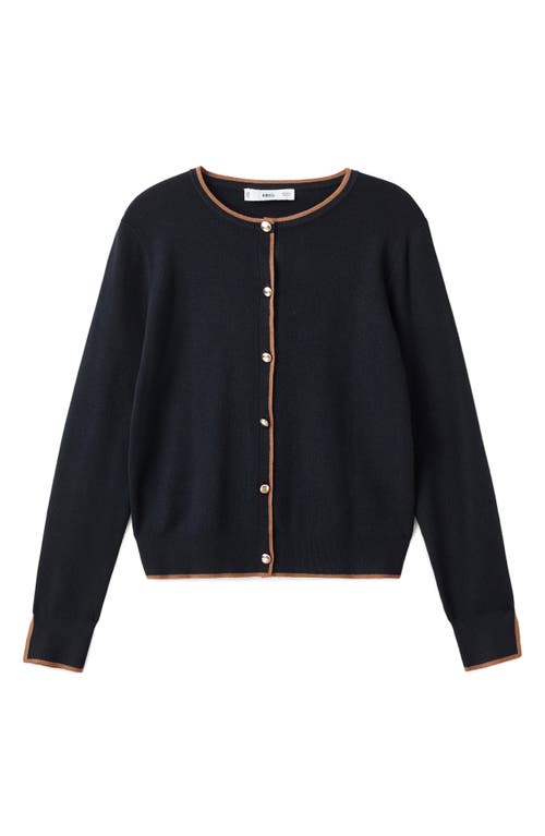 Mango Split Cuff Button Front Cardigan In Black