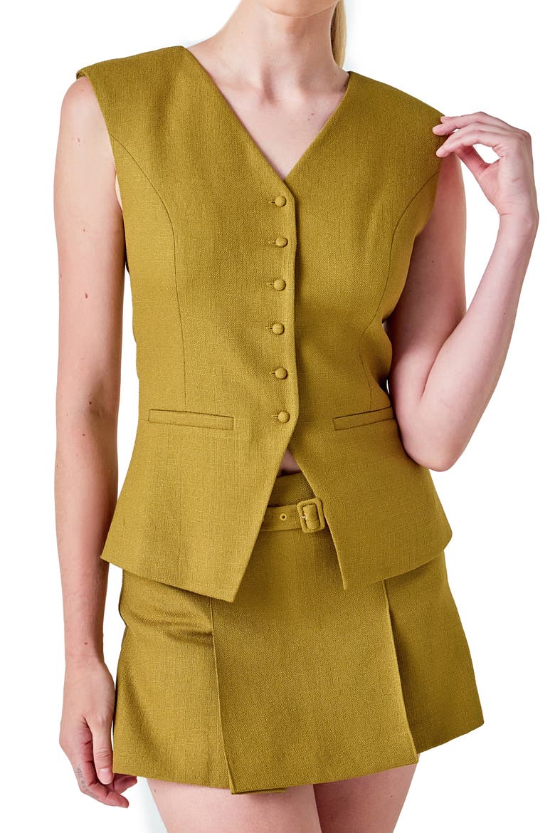 Tweed Vest, Alternate, color, OLIVE