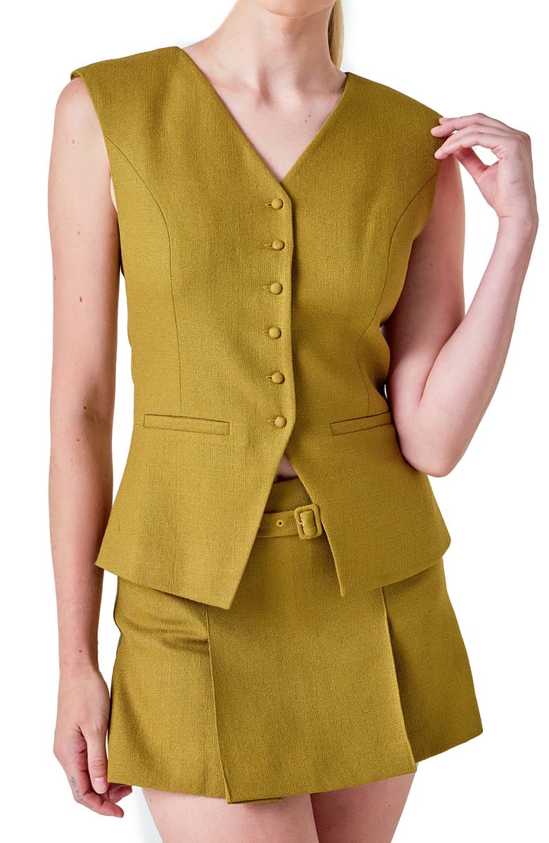 Endless Rose Tweed Vest, Alternate, color, Olive