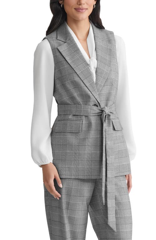 Kasper Windowpane Plaid Belted Vest In Multi