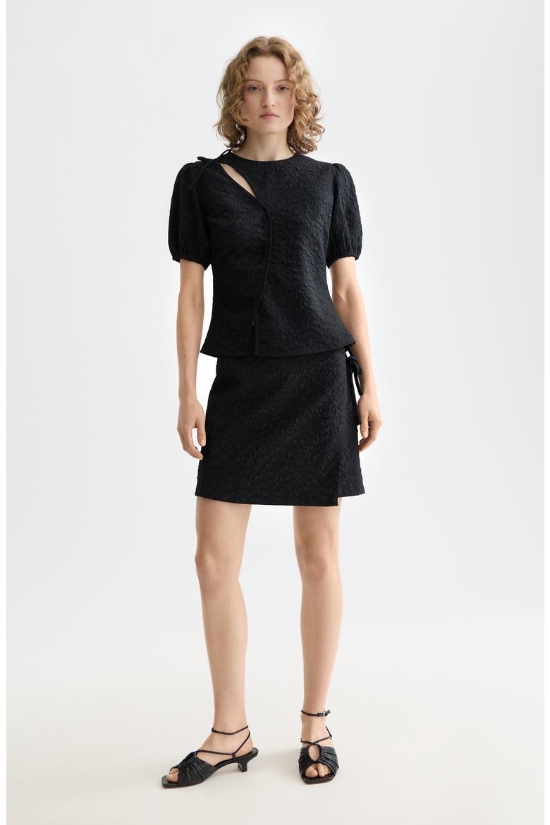 Puff Sleeve Textured Top, Alternate, color, METEORITE