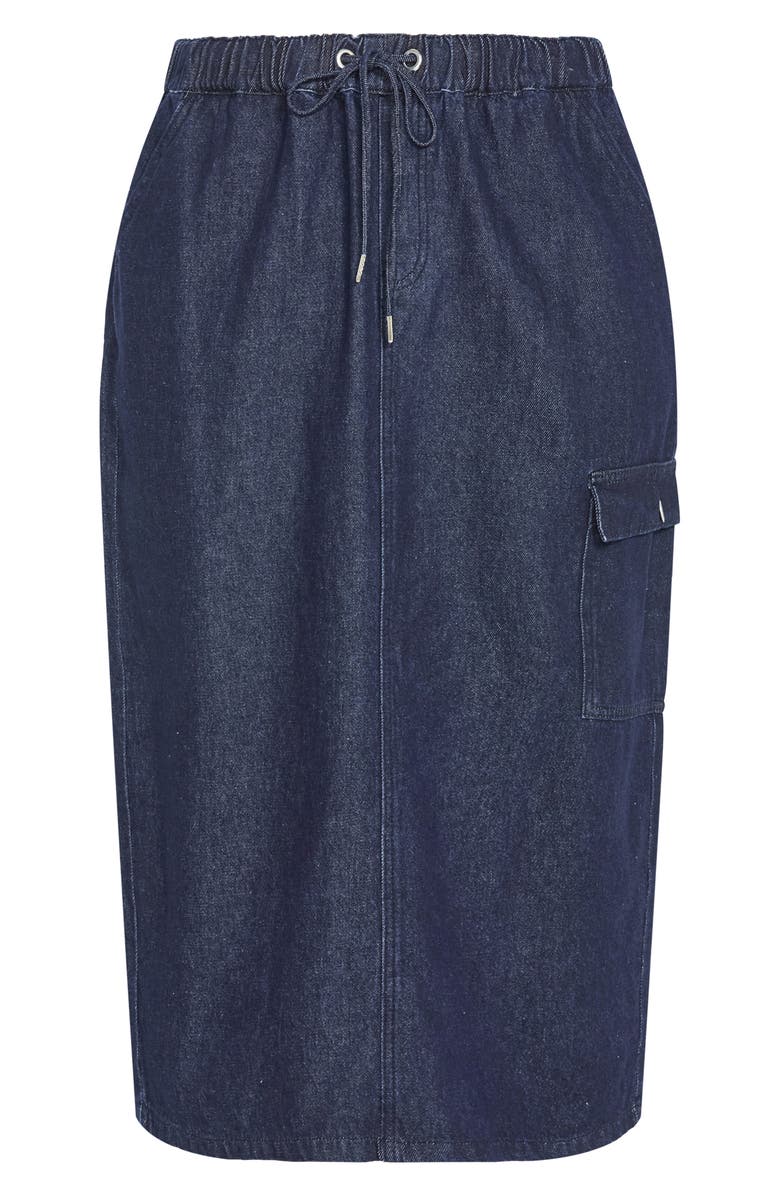 City Chic Alexis Tie Waist Denim Skirt, Alternate, color, Denim Dark