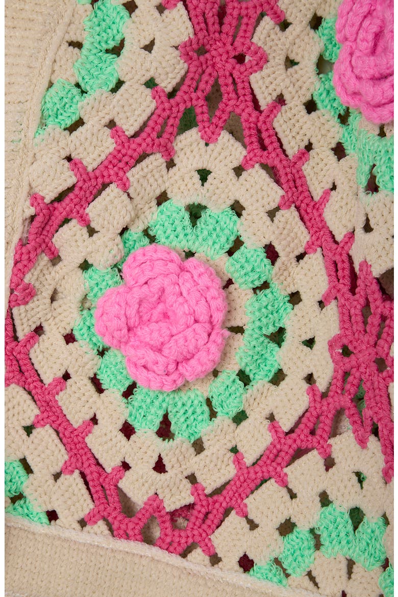 Granny Square Open Front Cardigan, Alternate, color, IVORY