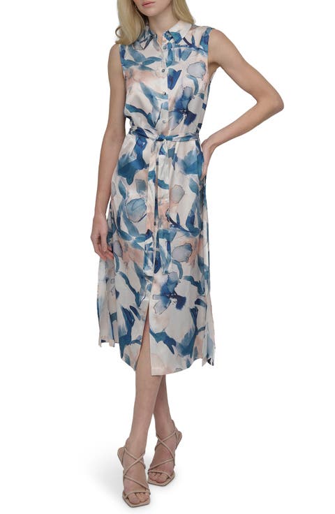 Floral Sleeveless Shirtdress