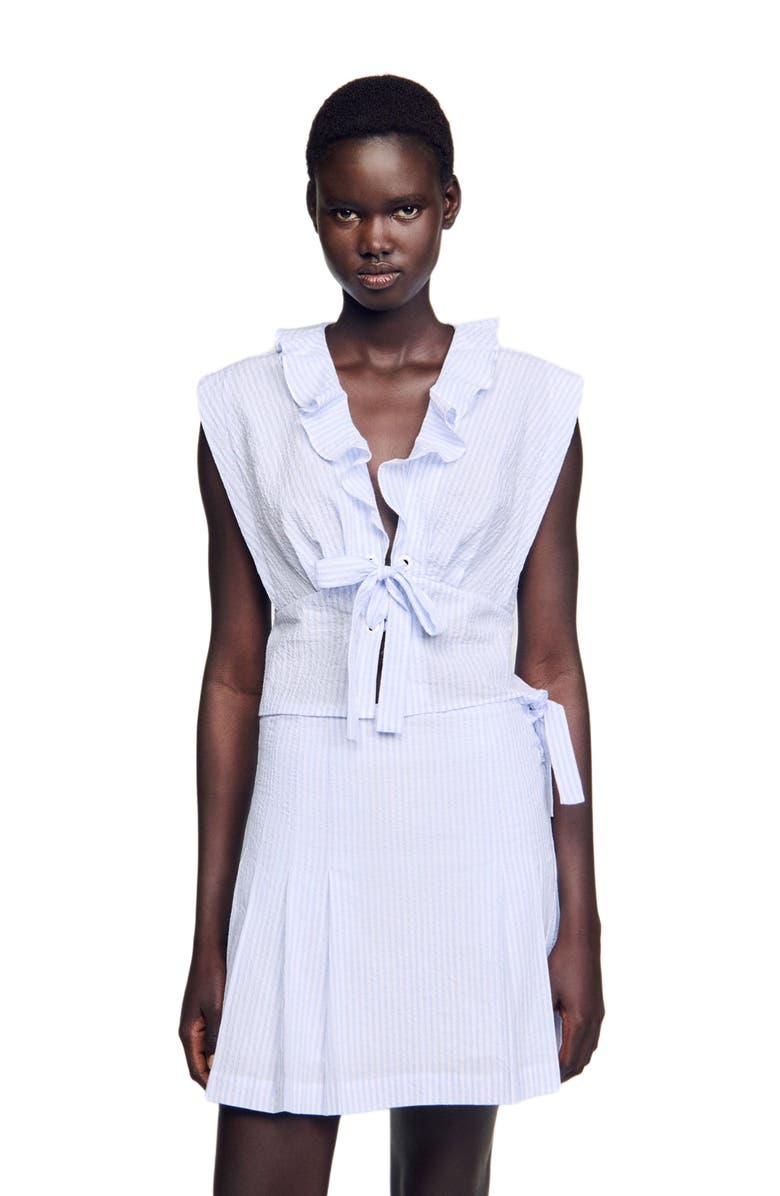 SANDRO Striped crop top, Alternate, color,