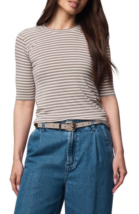 Quarter Sleeve Stripe Top